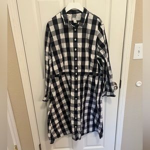 J Crew navy blue gingham midi shirt dress size 20